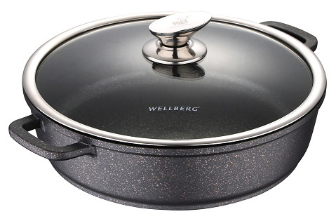 Сотейник Wellberg Kasian Grey Ø28см з мармуровим покриттям