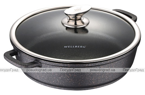 Сотейник Wellberg Kasian Grey Ø28см з мармуровим покриттям
