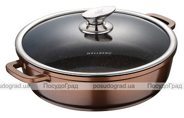 Сотейник Wellberg Kasian Brown Ø28см з мармуровим покриттям