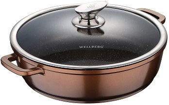 Сотейник Wellberg Kasian Brown Ø32см з мармуровим покриттям