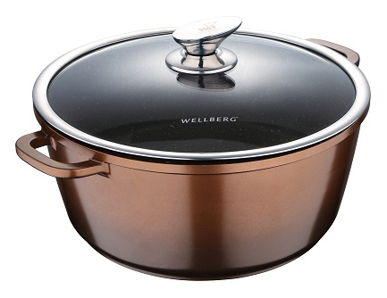 Каструля Wellberg Kasian Brown 6.4л з мармуровим покриттям