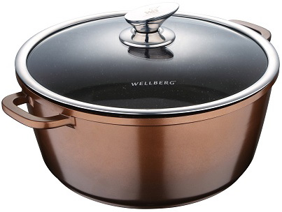 Каструля Wellberg Kasian Brown 9.6л з мармуровим покриттям