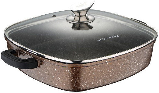 Сотейник Wellberg Kasian Brown 28х28см з мармуровим покриттям