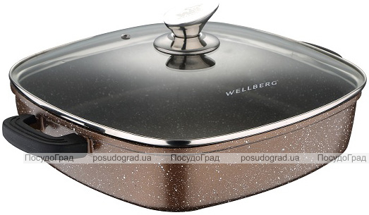 Сотейник Wellberg Kasian Brown 28х28см з мармуровим покриттям