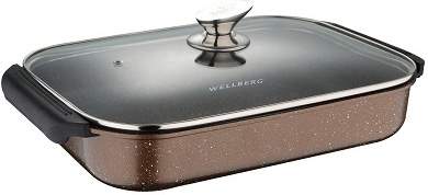 Сотейник Wellberg Kasian Brown 32х25см з мармуровим покриттям
