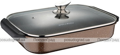 Сотейник Wellberg Kasian Brown 32х25см з мармуровим покриттям