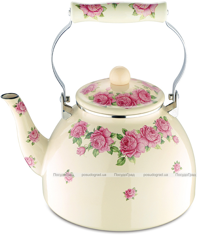 Чайник эмалированный Wellberg Pink Roses 4л, индукция