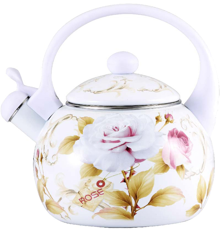 Чайник емальований Wellberg Gardenia-D 2.2л кольоровий зі свистком