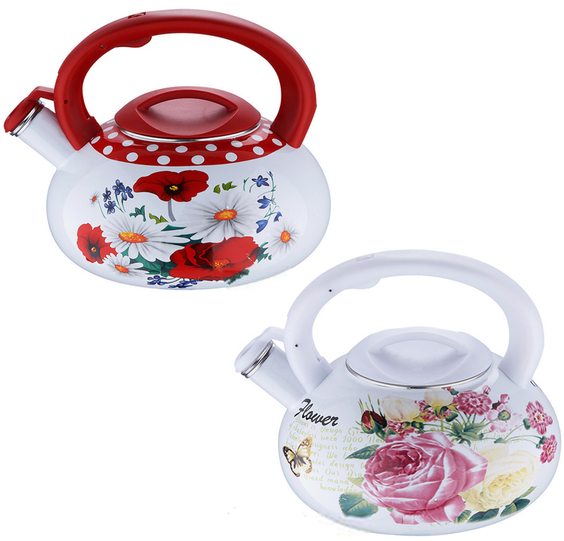 Чайник емальований Wellberg Enamel Red&White 3,2л зі свистком
