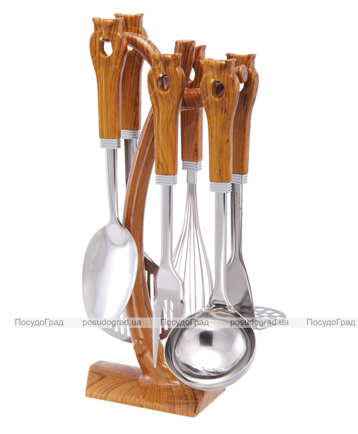 Кухонный набор Wellberg Wood 7 предметов, нержавейка + пластик 7