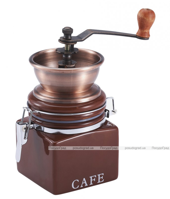 Кофемолка ручная Wellberg Cafe коричневая керамическая банка