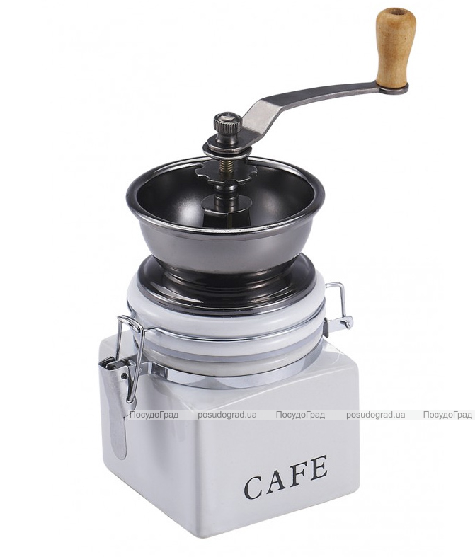 Кофемолка ручная Wellberg Cafe керамическая белая банка