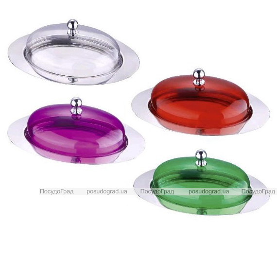 Масленка Wellberg Bright Chef овальная с цветной крышкой