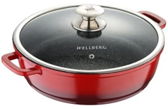 Каструля Wellberg Kasian Red 4.7л з мармуровим покриттям, червоний з чорним