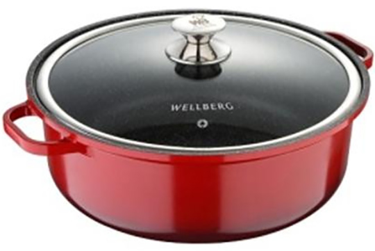 Каструля Wellberg Kasian Red 9.6л з мармуровим покриттям, червоний з чорним