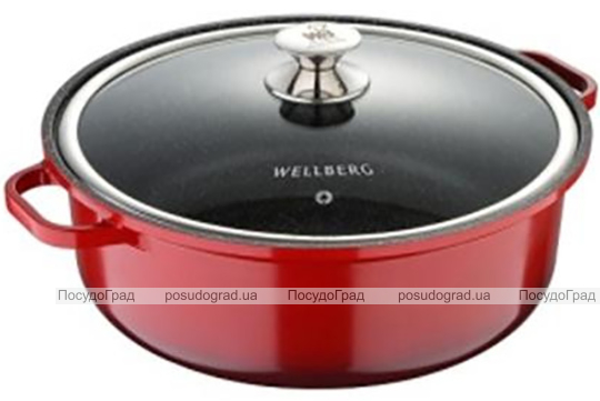 Каструля Wellberg Kasian Red 9.6л з мармуровим покриттям, червоний з чорним