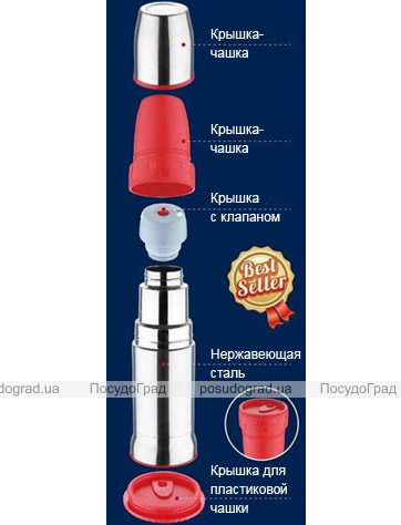 Термос Wellberg Sport 600мл с двумя чашками и крышкой