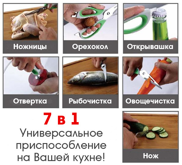 Багатофункціональні кухонні ножиці Wellberg 7 функцій
